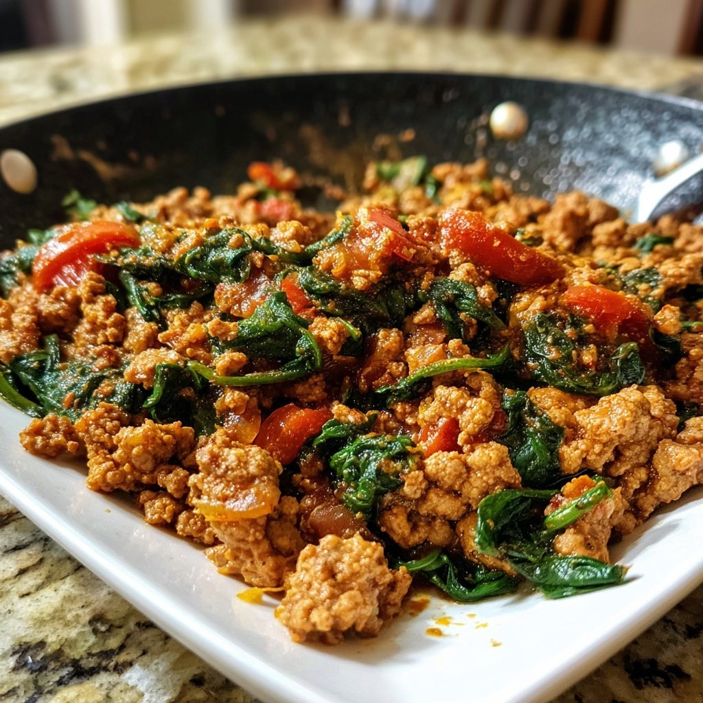 Ground Beef Skillet with Spinach