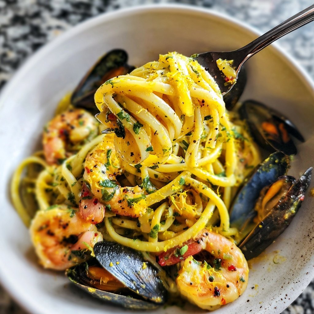 Saffron Seafood Linguine