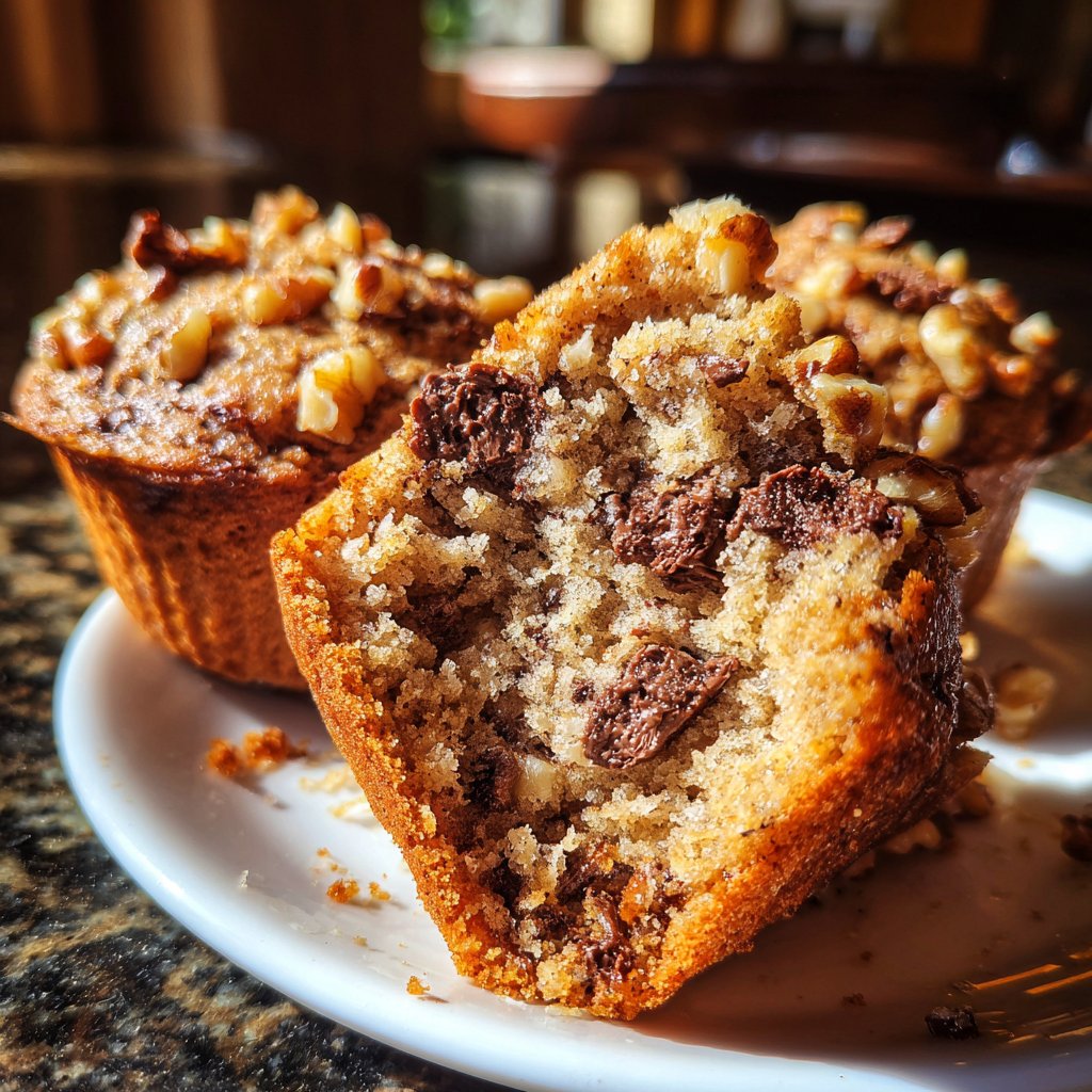 Chocolate Banana Walnut Muffins