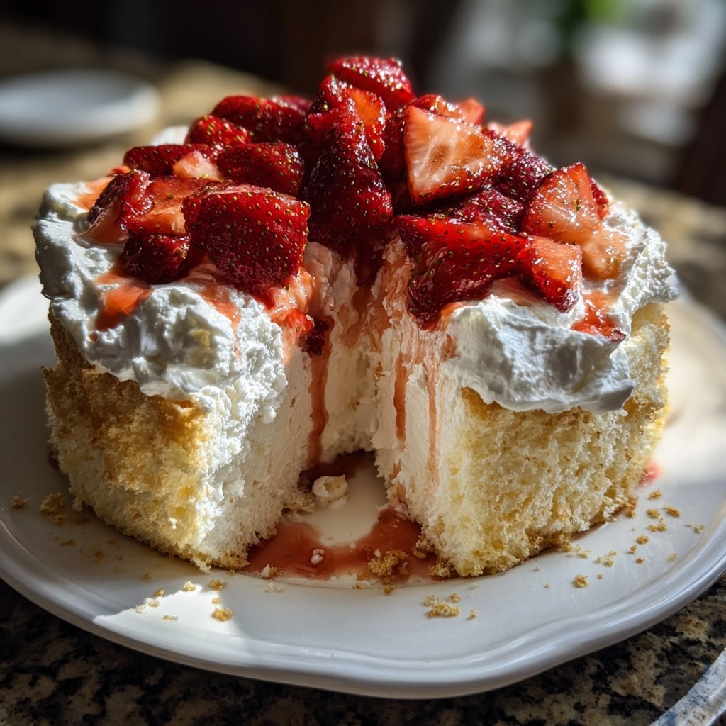 Light And Fluffy Strawberry Angel Food Dessert