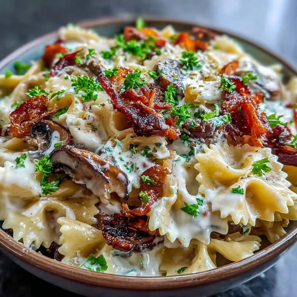 Bow Tie Pasta With Mushroom Cream Sauce
