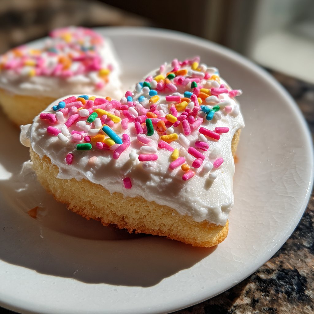 Mini Heart Cake with Vanilla Bean Frosting