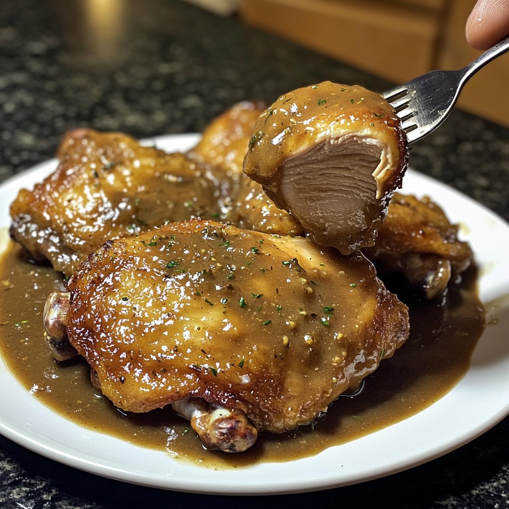 Simple Slow Cooker Chicken Thighs with Gravy